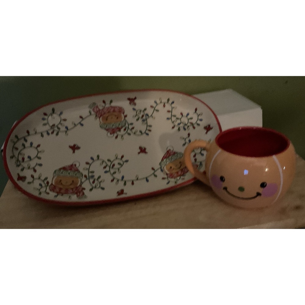 Set Of Gingerman Serving Plater And‎ 16 oz. Coffee Mug